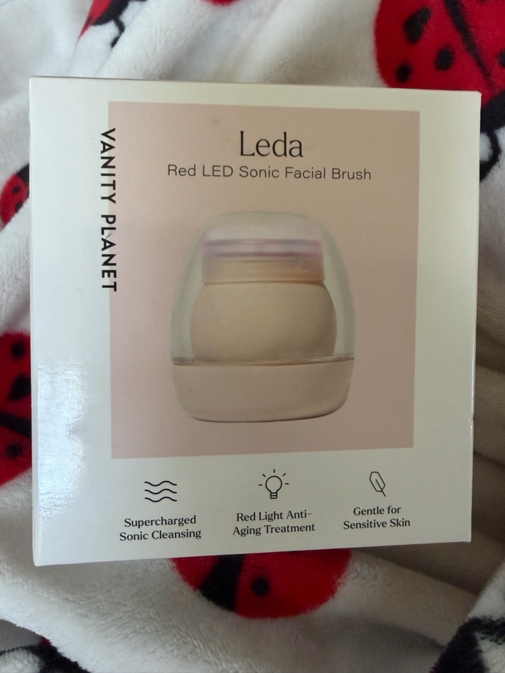 NEW  LEDA PINK- RED LIGHT SONIC FACIAL BRUSH red light anti aging treatment